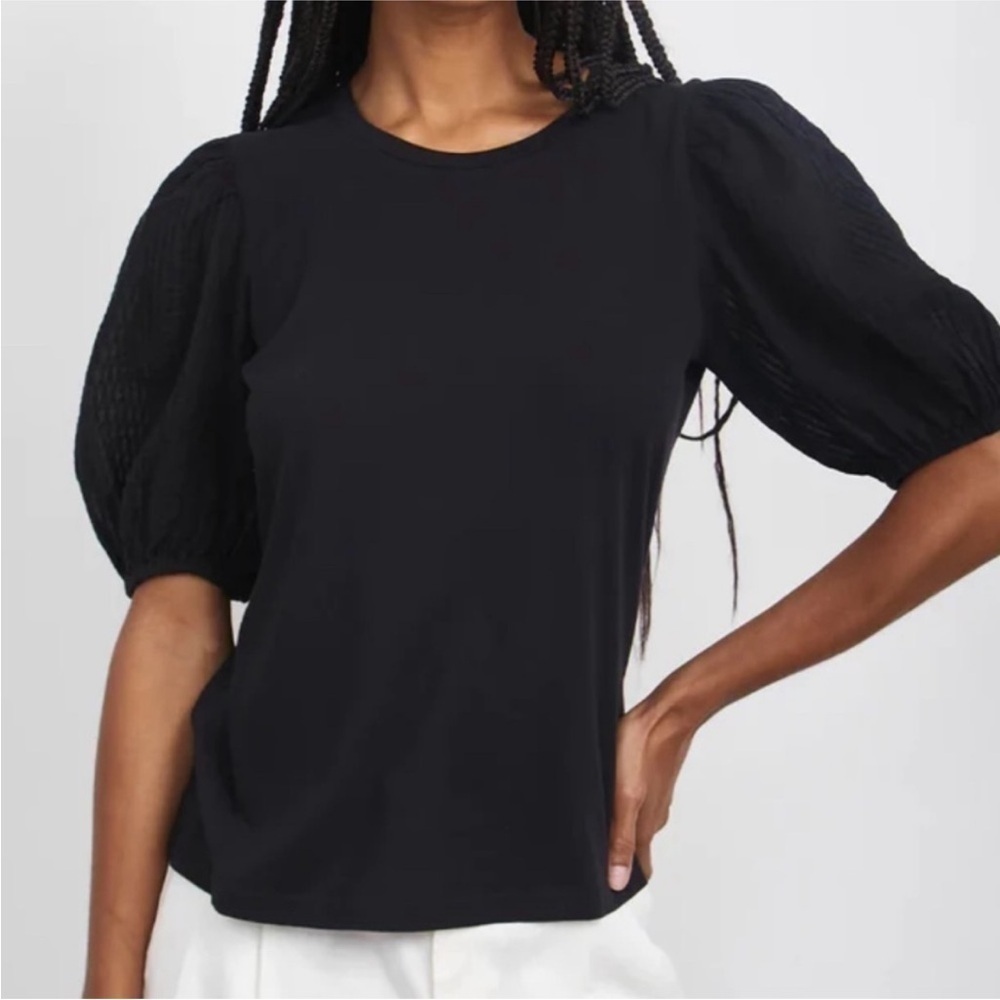 Rails Liza Black Pintuck Puff Sleeve Top Blouse